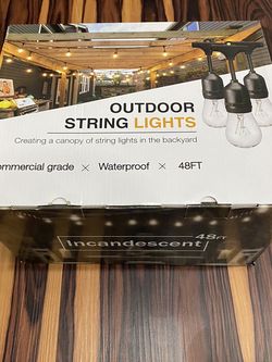 48FT Outdoor String Lights with 11W Dimmable Edison Bulbs for Decorative Backyard, Patio, Bistro, Pergola Commercial Hanging Lights String