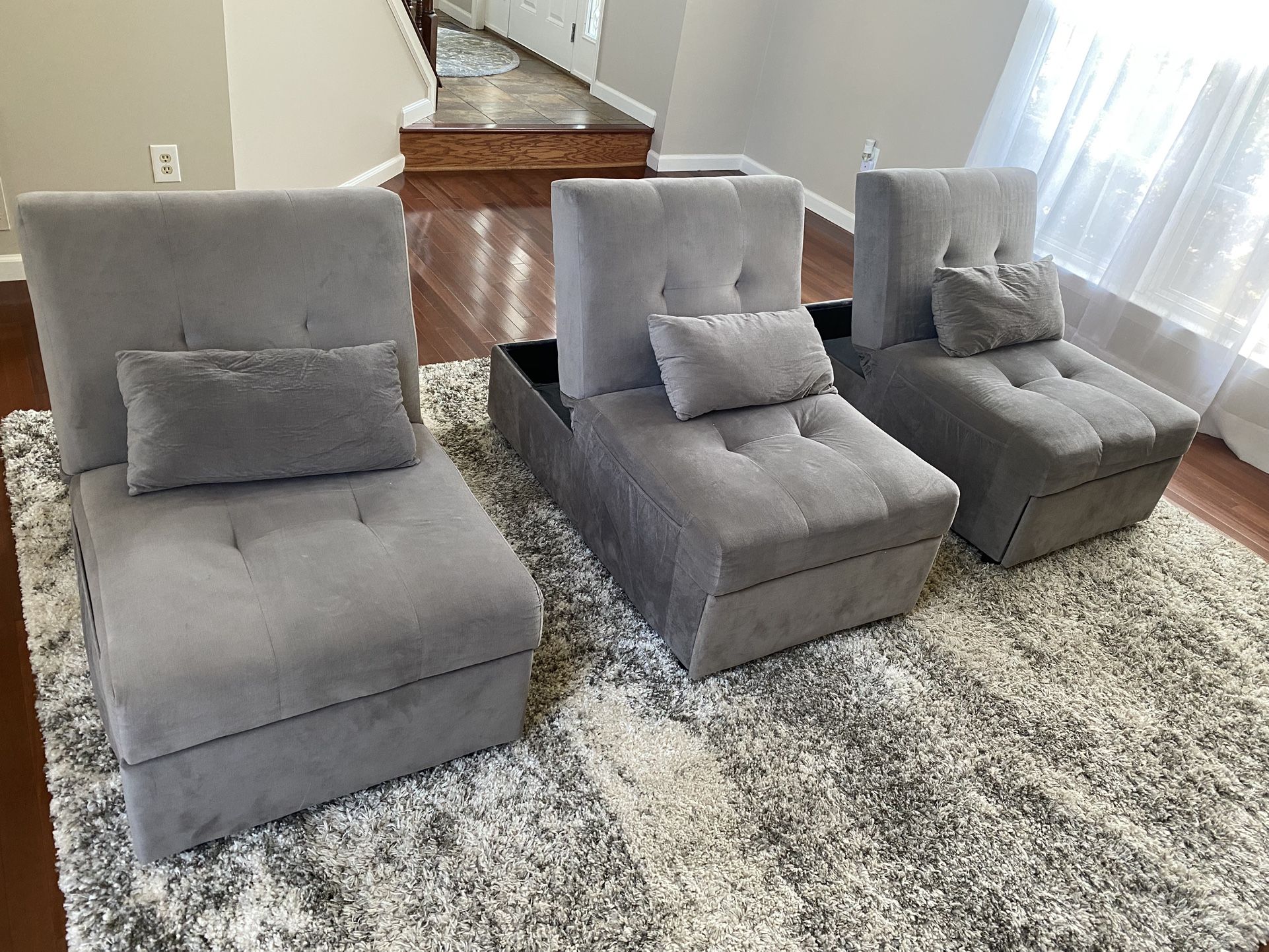 (3) Chairs Recline Turn To Bed As Well