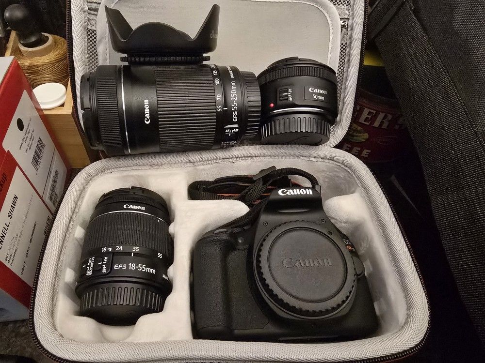 Canon ESO Rebel T7 Digital SLR Camera Bundle 3 Lenses & Tripod