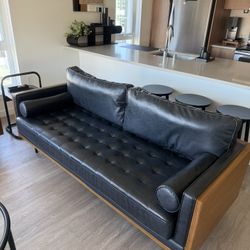 80” Faux Leather Square Arm Sofa