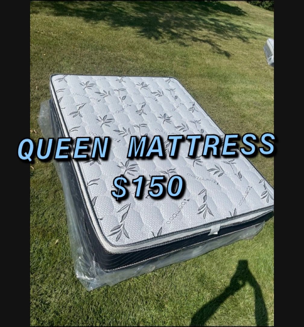 BRAND NEW PILLOW TOP MATTRESSES ✅ COLCHONES NUEVOS PILLOW TOP 💯‼️ QUEEN SIZE $150 ❌ $210 With Box Spring FULL SIZE $140❌ $200 With Bo