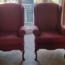 Two High Back Fabric Chairs