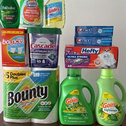 House bundles ( bounty,cascade,gain,Palmolive ,windex,crest)