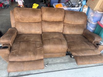 Brown Microfiber Power Reclining Sofa