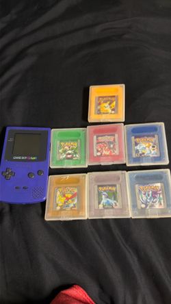 Game boy color with all Pokémon games