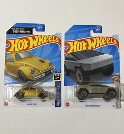 HOTWHEELS TESLA CYBER TRUCK & TRANSFORMERS BUMBLE BEE GOLD