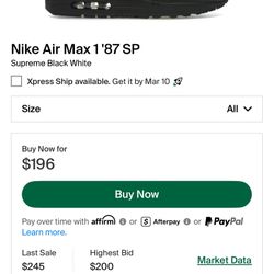 Supreme Airmax 87 Size 9