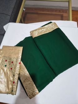 Georgette Chiffon Saree with Gold Sequin border