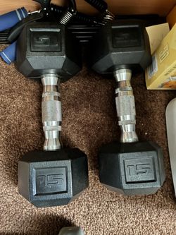 15 lb Rubber Hex Dumbbells Pair