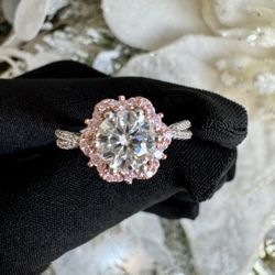 18k Solid White Rose Gold 1ct Moissanite 