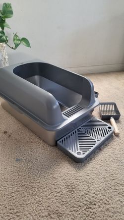 NEW XL Stainless Steel Cat Litter Box – Big Cats – Mat & Scoop Included