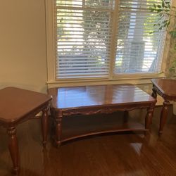 Coffee table with two side tables