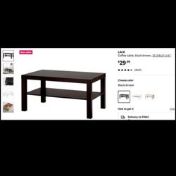 BLACK Coffee table, black-brown, 35 3/8x21 5/8 "