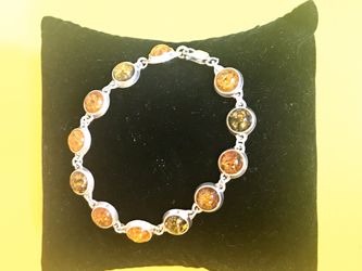 Sterling Multicolored Amber Bracelet