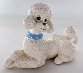 Vintage Retro Atlantic Mold White Ceramic Poodle Figure Shabby Chic Decor Thumbnail