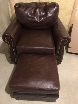 Faux Leather ottoman and chair