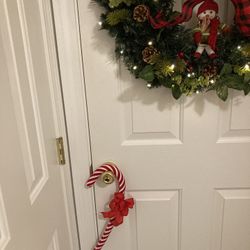 Fabric Candy Cane With Red Bow