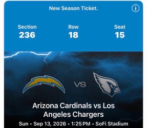 Charger tickets cardinals and raiders