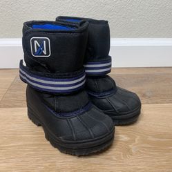 Nautica Port Toddler Size 8 Boy Black Blue Waterproof Snow Boots