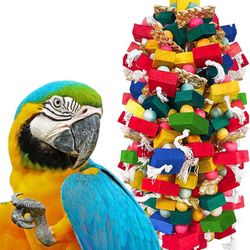 Extra Large Bird Toys for Macaws Cockatoos Amazons Chew - Natural Wood Parrot Chewing Toy with Foraging, Bird Cage Activity Center
