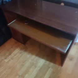Folding Leather Coach Bed/Computer Oak Wood Desk