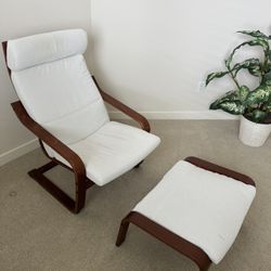 IKEA POÄNG Armchair and ottoman Brown/White 