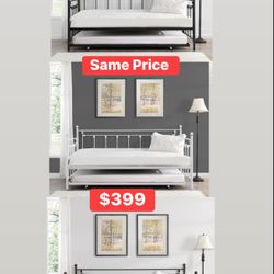 Metal Twin Day Bed With Trundle With Free Mattresses 