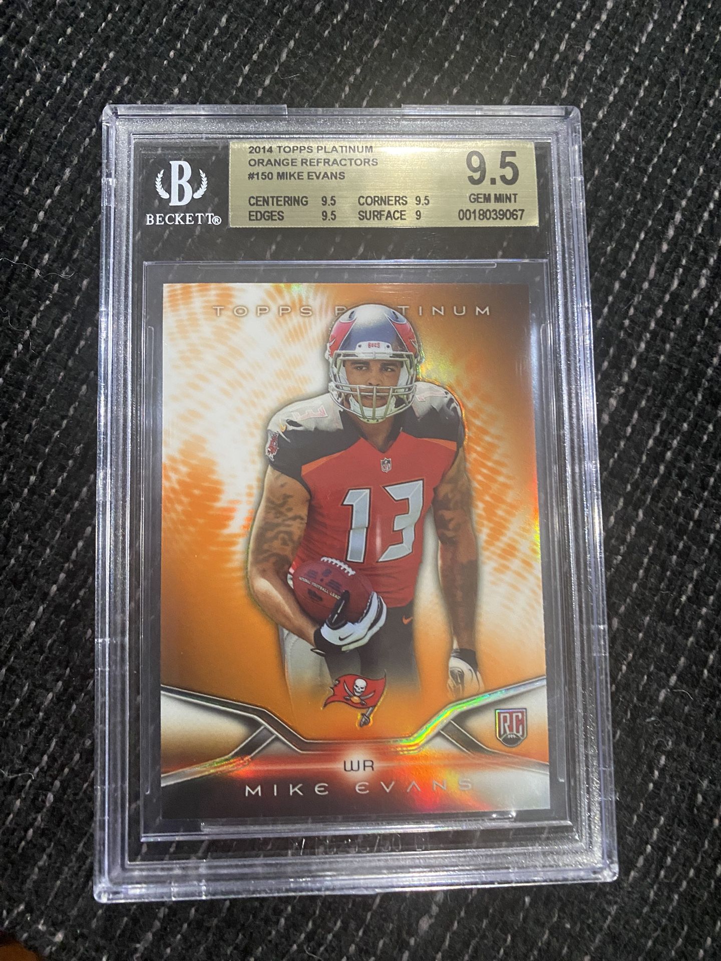 2014 Topps Platinum Orange Refractor Mike Evan’s RC-#150 BGS 9.5