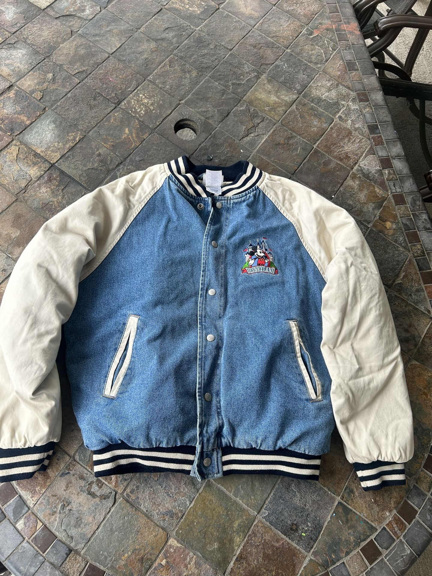 Vintage Disney denim bomber varsity jacket