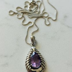 Amethyst Pendant & Chain 
