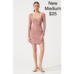 ASTR the Label Long Sleeve Body-Con Blush Dress Medium