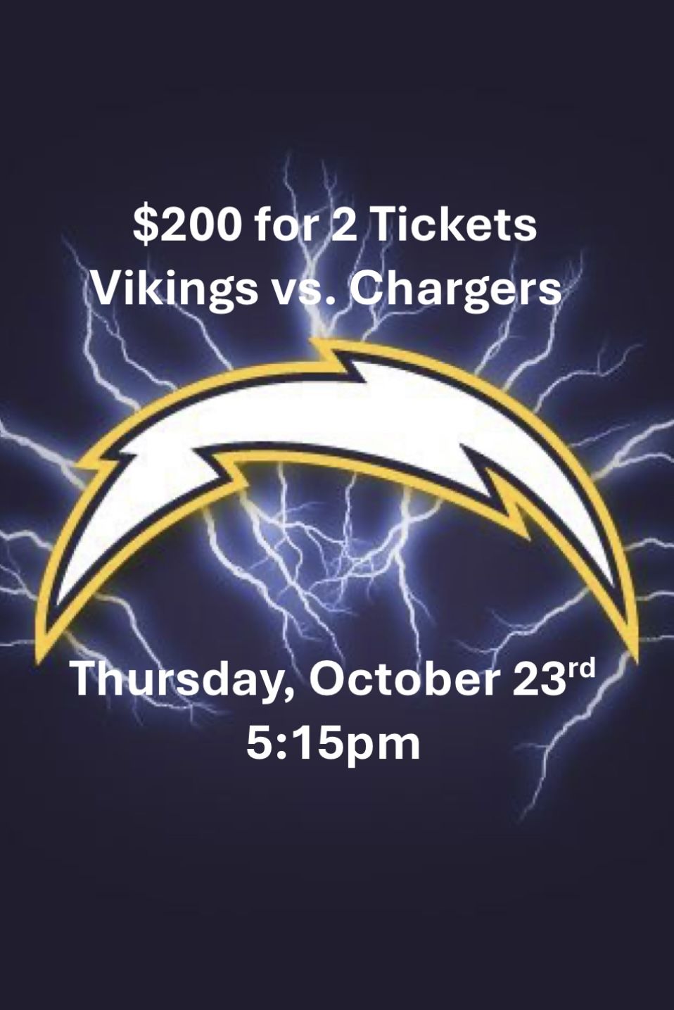 2 Tickets - Vikings vs Chargers at SoFi Stadium