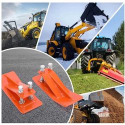 2Pcs Tractor Bucket Protector,Bucket Edge Anti-Skid Device,Double Hexagon Lock Nuts and Bolts,for Snow Leaves Removal Spreading Gravel,Orange