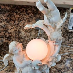 Large Ceramic Lamp "Angels Playing"