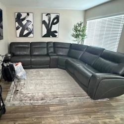 BRAND NEW GREY LEEATHER RECLINING SECTIONAL SAME DAY DELIVERY 