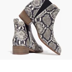 Madewell The Carina Snake Embossed Leather Low Chelsea Boots