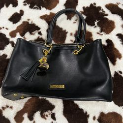 Joy Mangano black purse with pocket watch 