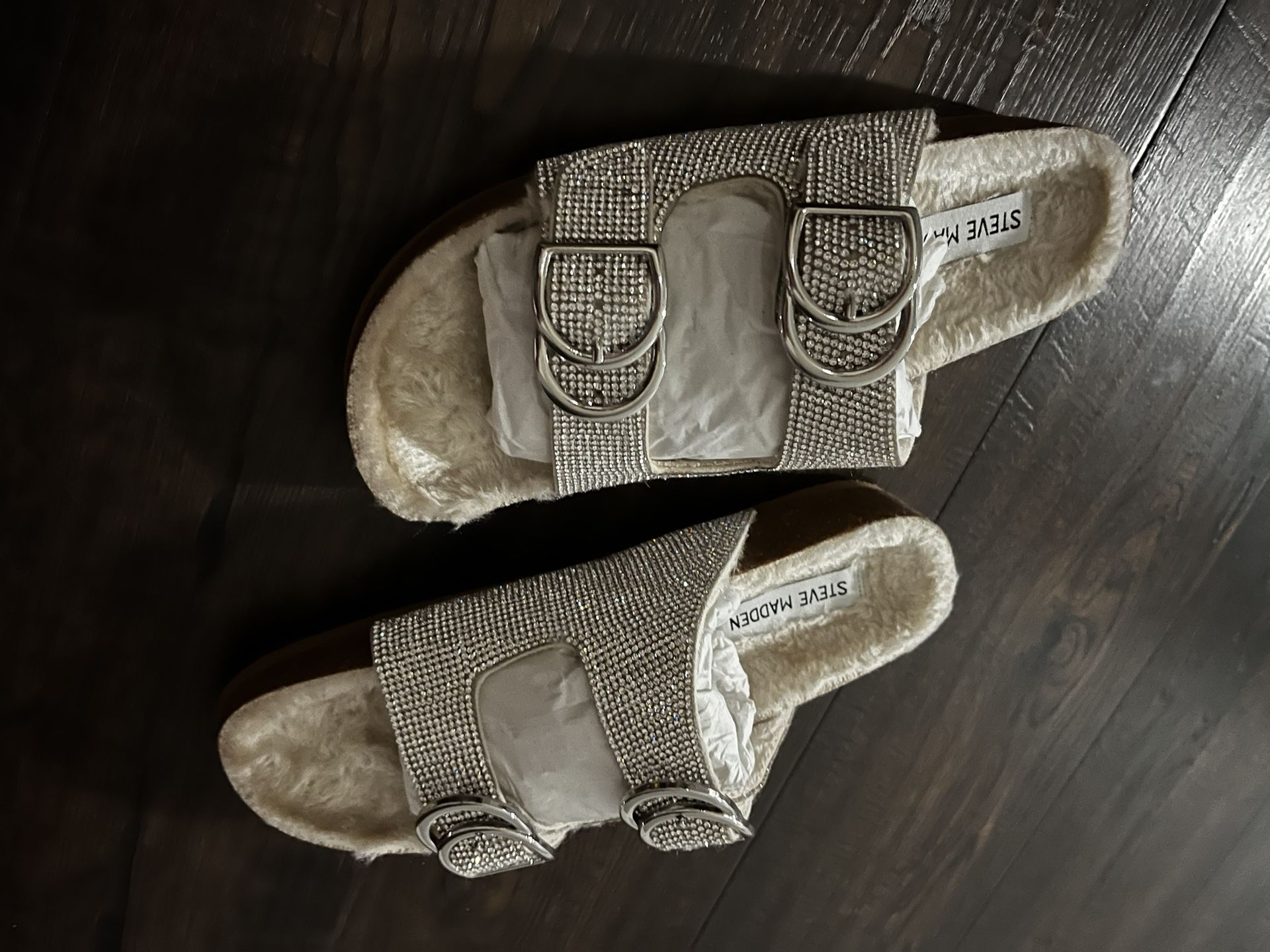 Steve Madden Faux Fur Rhinestone Sandals