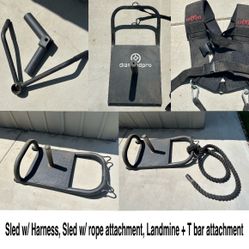 Exercise equipment- 2 Sleds & Landmine 