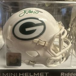 Jordan Love Signed Green Bay Packets Riddell Speed Mini Helmet Beckett