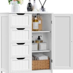 Yaheetech Large Bathroom Floor Cabinet with 4 Dawers