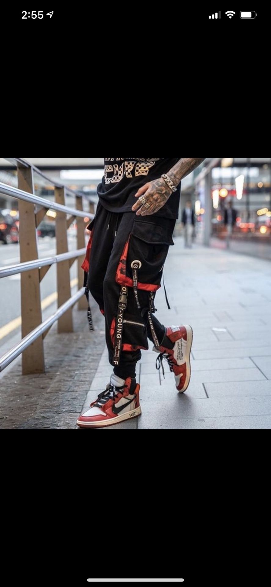 Men Black Cargo Pants joggers