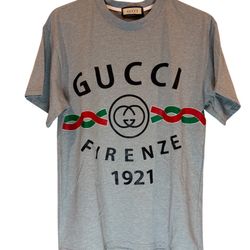New + Tags Gray Designer T-shirt with Firenze 1921 design Large
