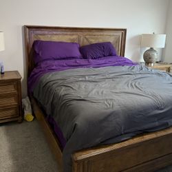 King Bed frame, (2) Night tables, (1) triple dresser