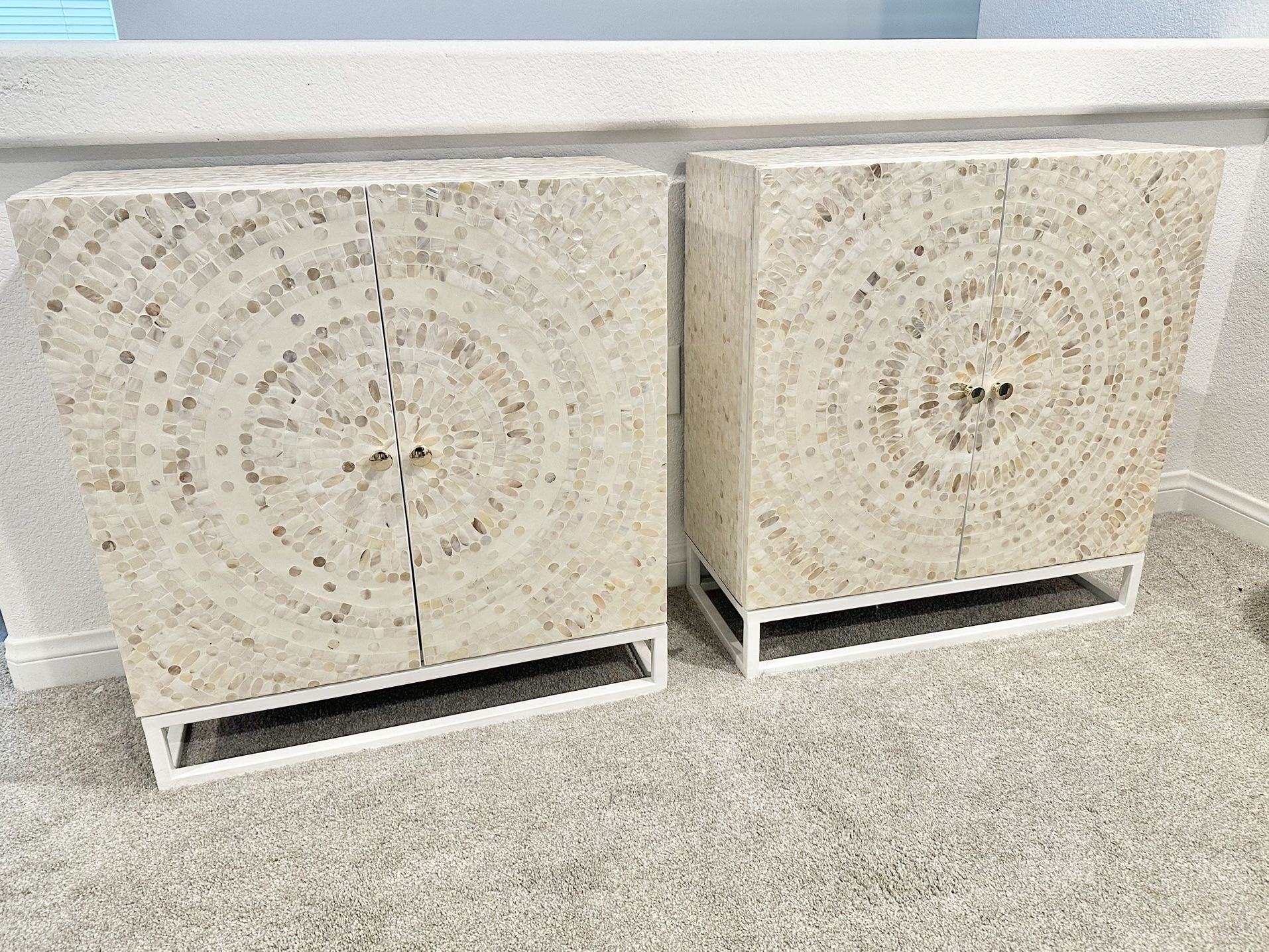 2-Door Storage Cabinets Mother of Pearl Bohemian Look