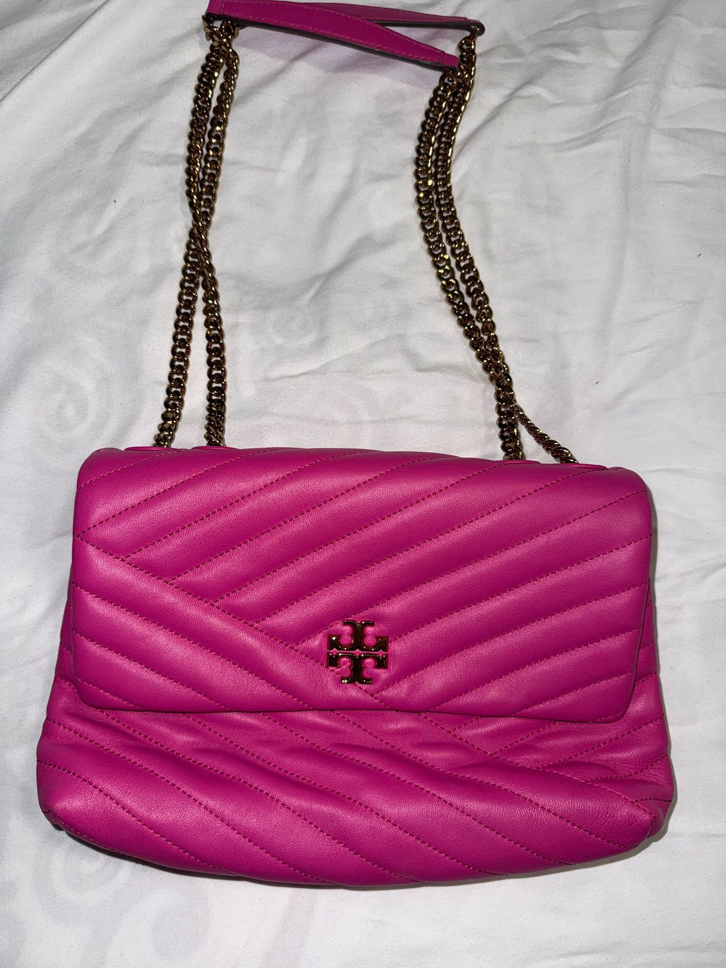 Tory Burch Kira Chevron Small Leather Shoulder Bag - Gray Heron