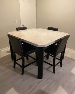 Marble Dining Set with 4 Chairs