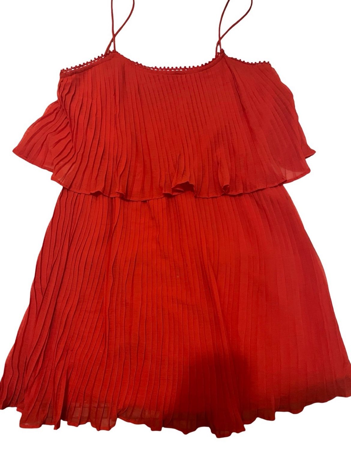 Zara Red Pleated Strap Dress