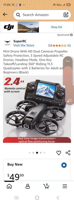 Mini Drone With HD Dual Cameras Propeller Safety Protection, 3 Speed Adjustable RC Drones, Headless Mode, One-Key Takeoff/Landing