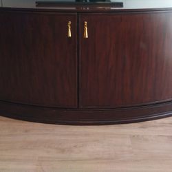 Solid Wood Curved TV Stand / Media Console – Dark Cherry
